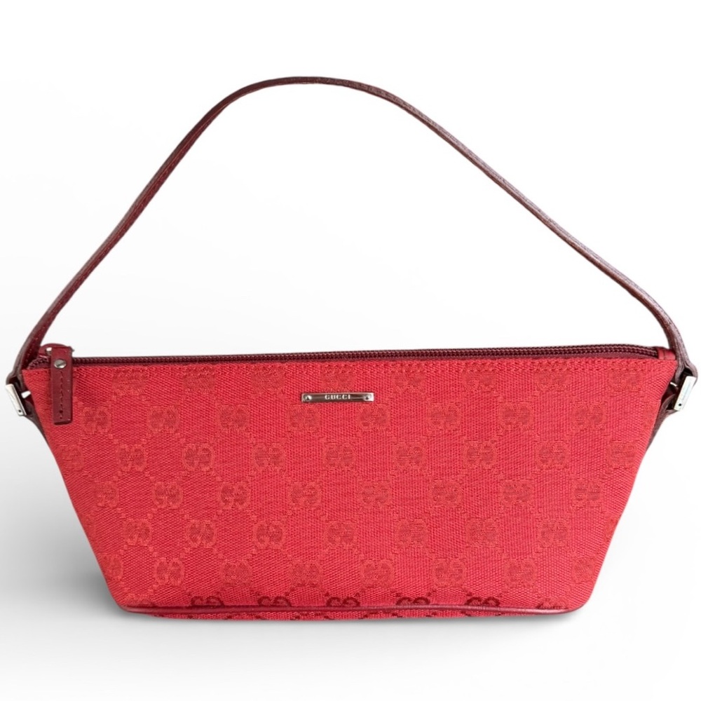 Gucci GG Canvas Boat Bag / Vintage / Pochette / Red